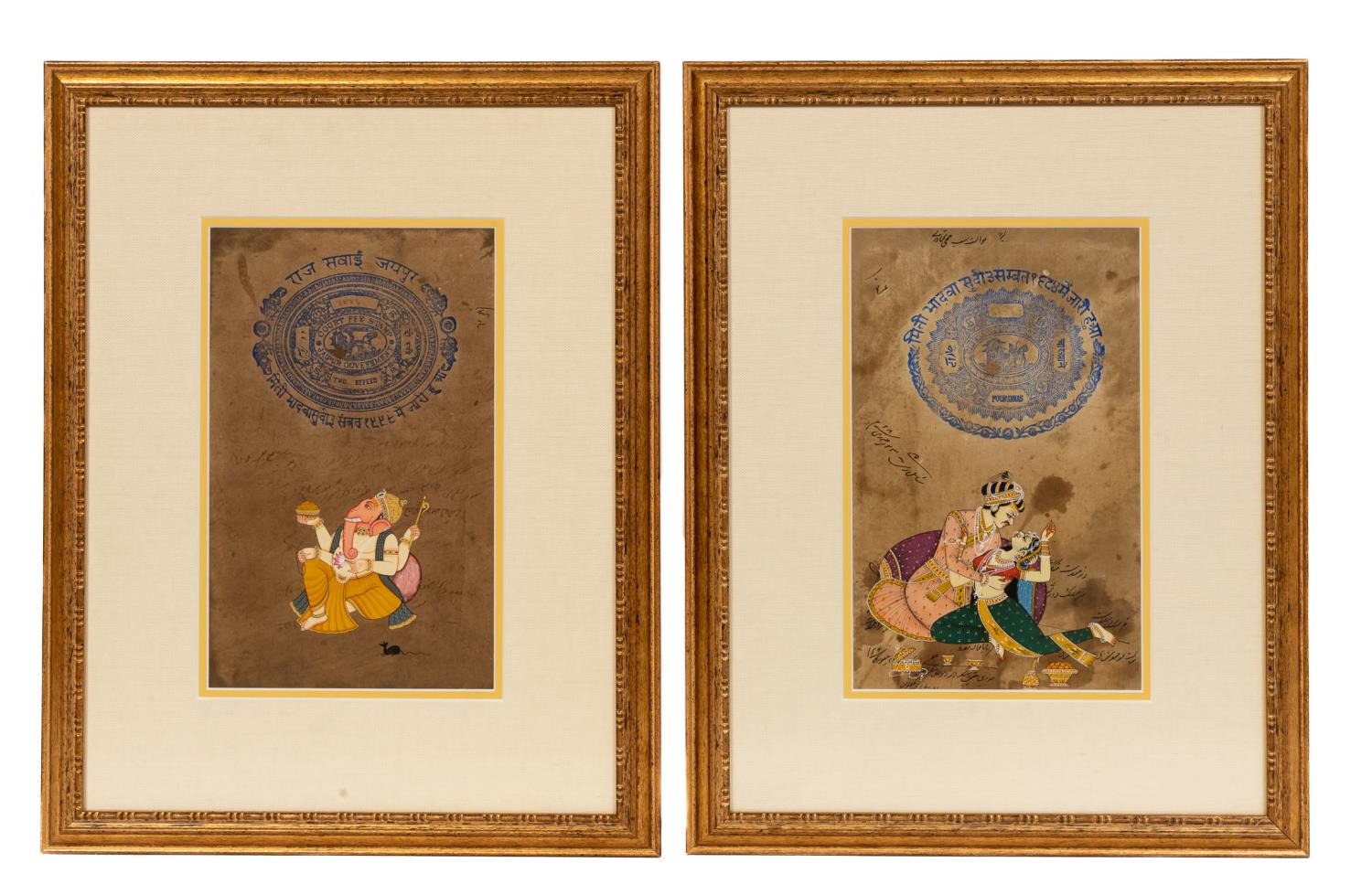 PAIR INDO-PERSIAN STYLE GOUACHE