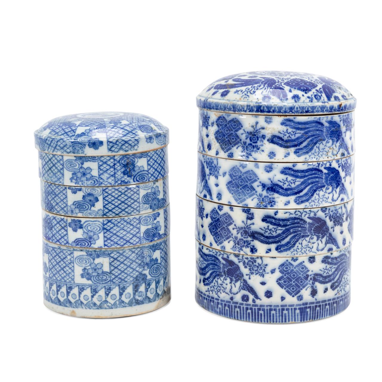 TWO JAPANESE BLUE AND WHITE STACKING 29f535