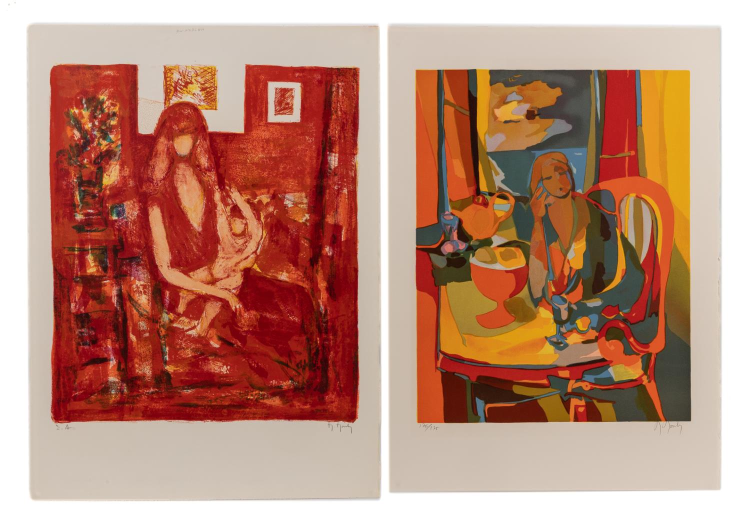 TWO MARCEL MOULY UNFRAMED FIGURAL PRINTS