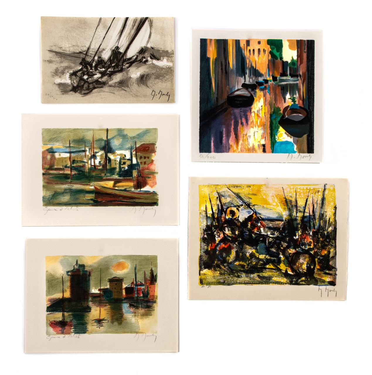 FIVE SMALL UNFRAMED MARCEL MOULY