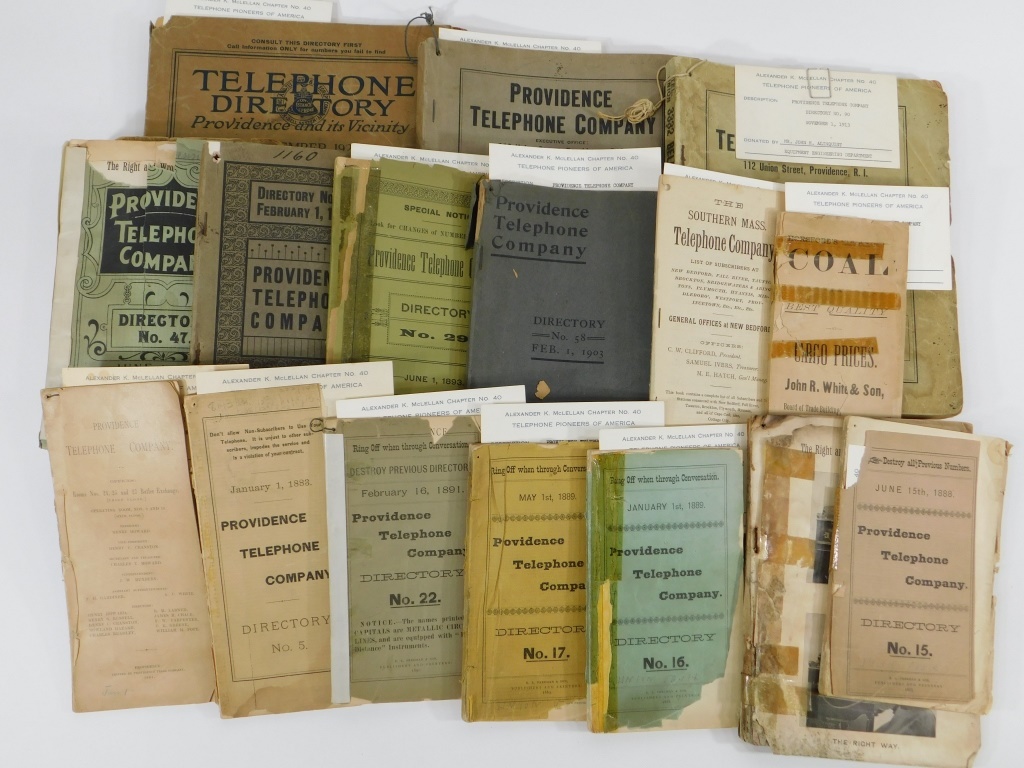 20 EARLY PROVIDENCE TELEPHONE DIRECTORIES