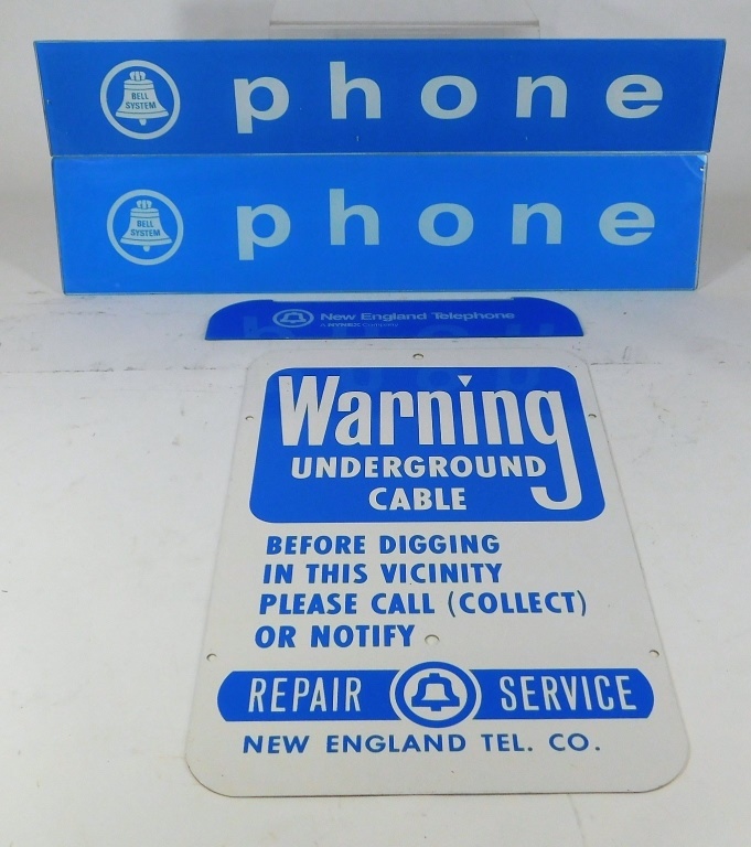 4 BELL TELEPHONE SYSTEM SIGNS PHONE