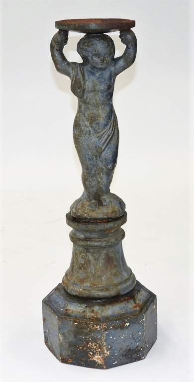 19C FRENCH BLUED CAST IRON FIGURAL 29d040