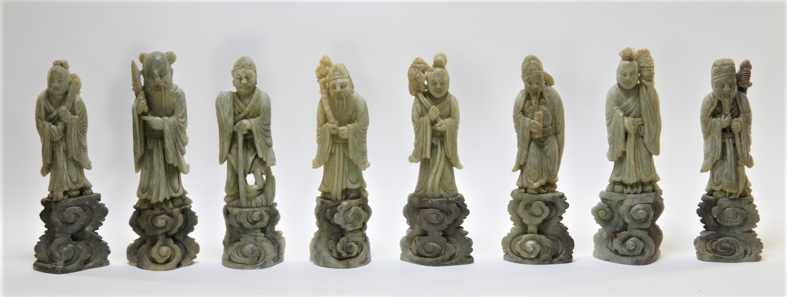 8 CHINESE CARVED SOAPSTONE IMMORTAL