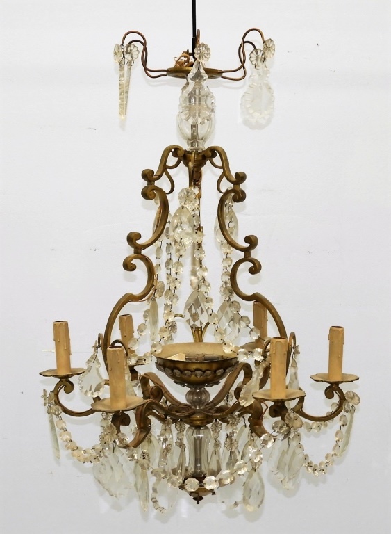 ANTIQUE FRENCH BRONZE CUT CRYSTAL