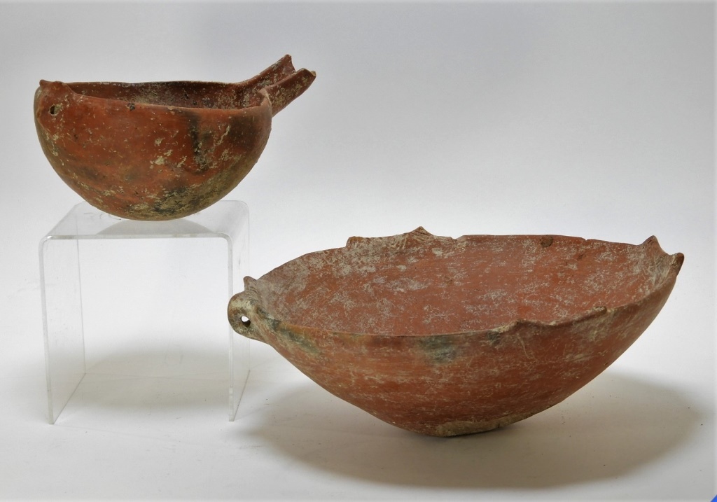 2 CYPRIOT ANCIENT EARTHENWARE POTTERY 29d12c