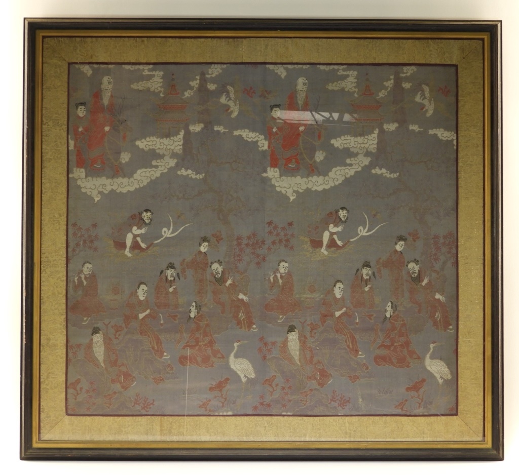 CHINESE SILK TEXTILE PANEL OF IMMORTALS