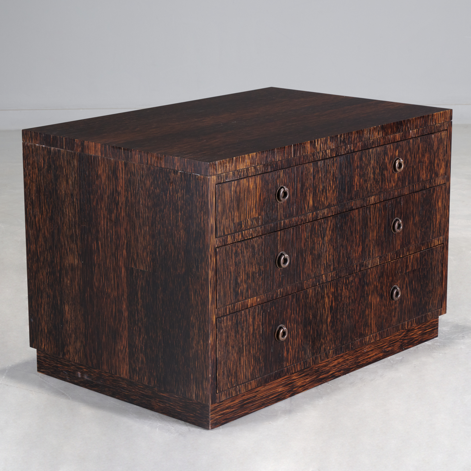 PETIT PALM WOOD THREE-DRAWER COMMODE,