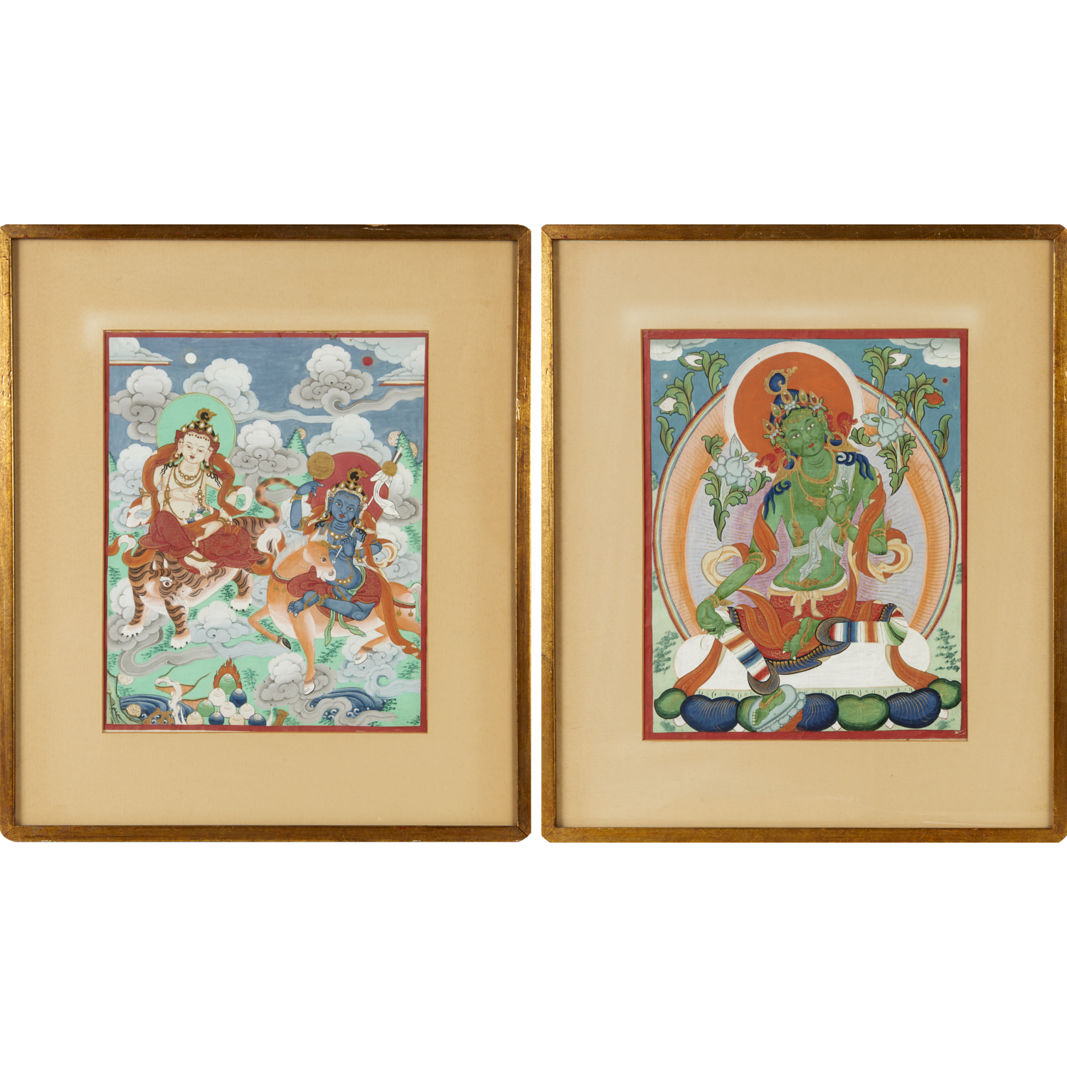 PAIR TIBETAN BUDDHIST THANGKA PAINTINGS 29d350