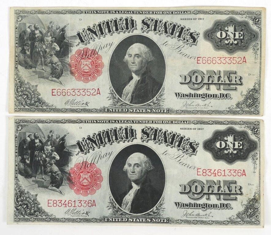 (2) 1917 US $1 LARGE NOTE LEGAL