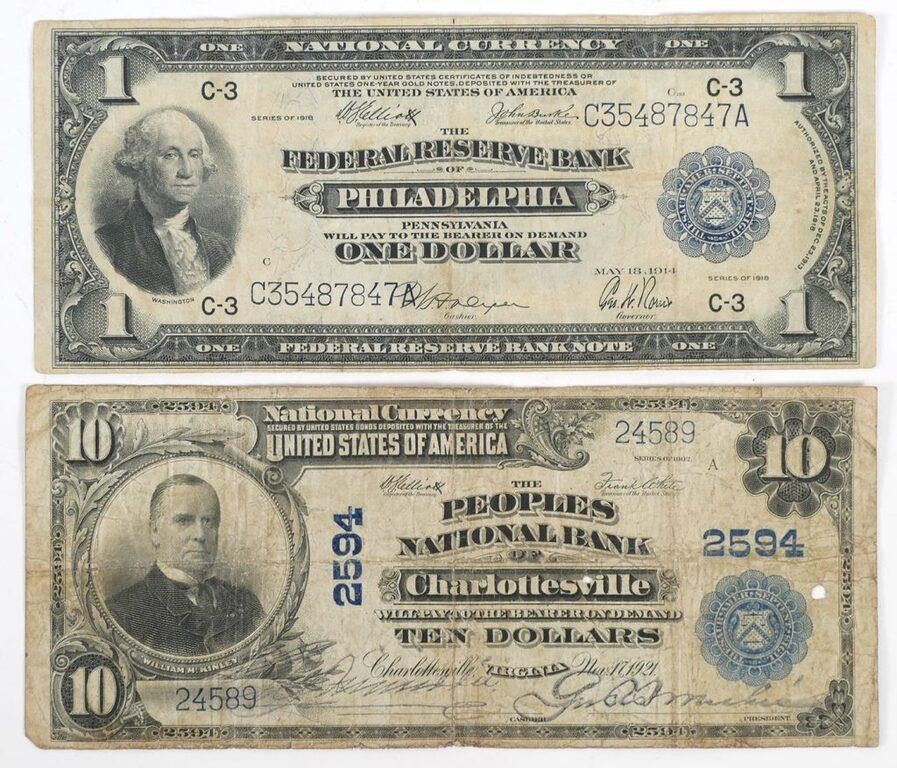  2 US LARGE NOTES 1 10 1918 29d52a