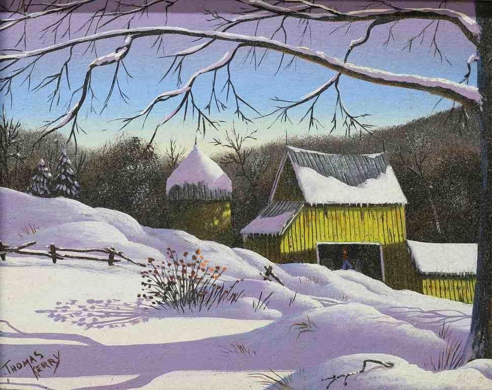 THOMAS KERRY OIL ON MASONITE WINTER 29d616