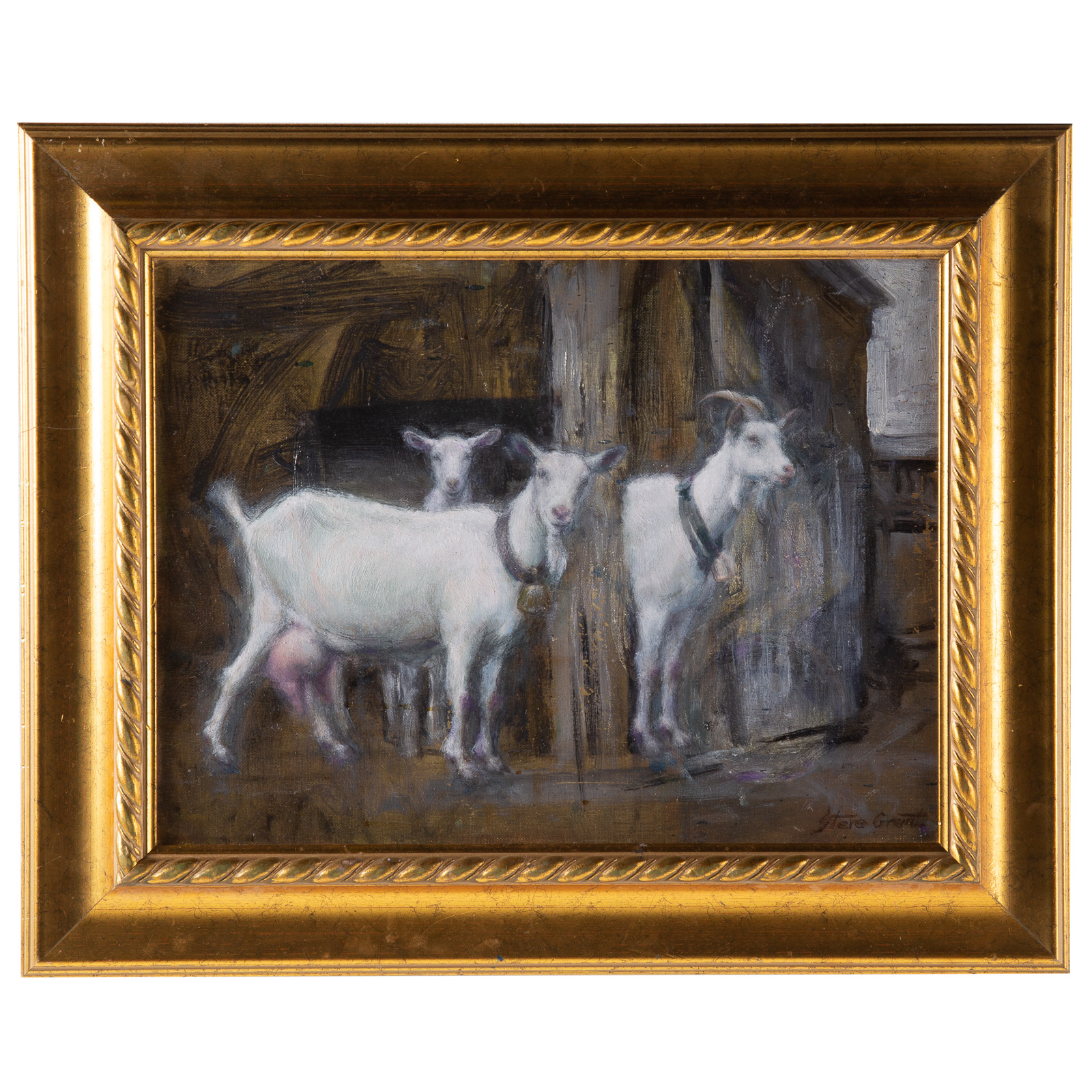 STERE GRANT. GOATS, OIL (Romanian/American,