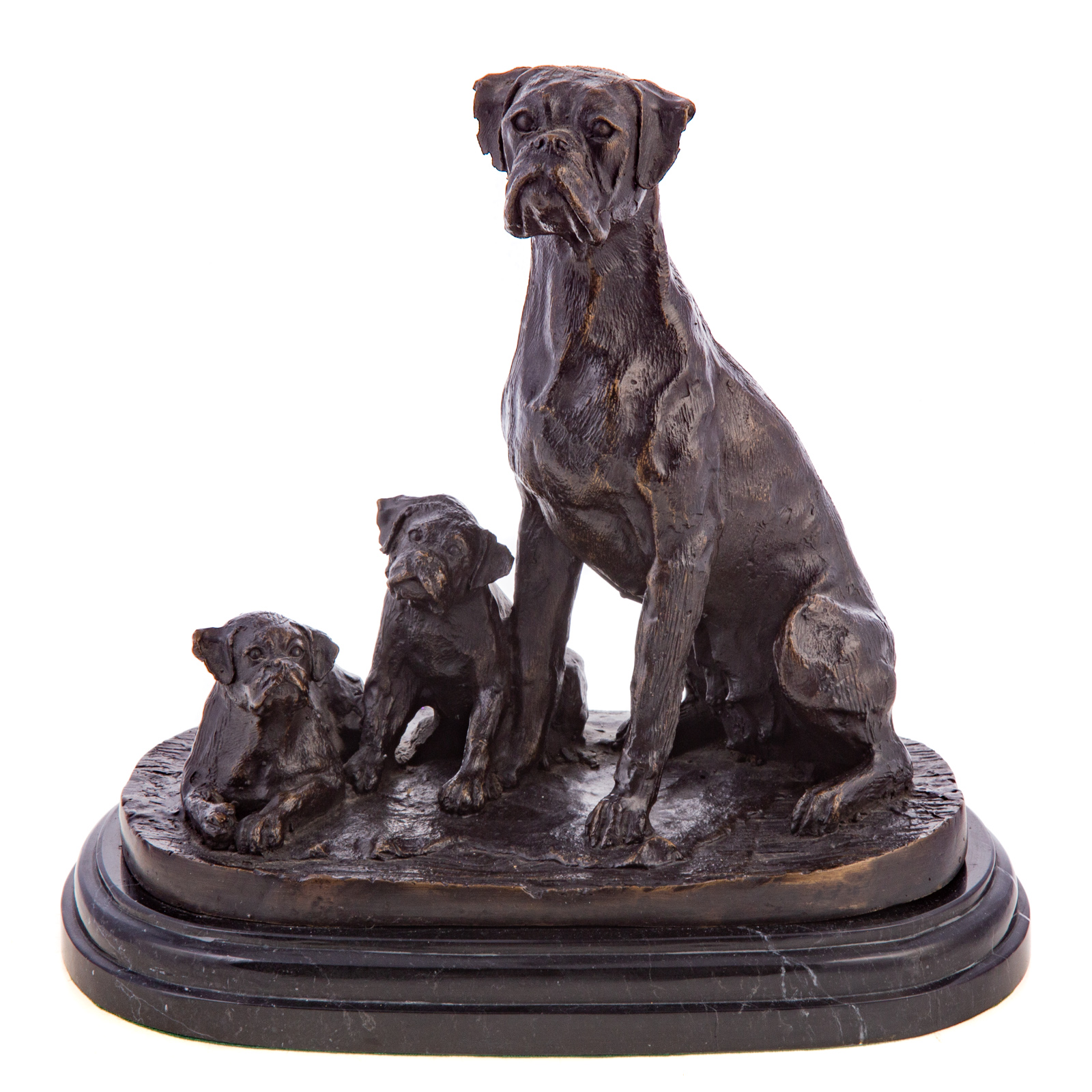 AFTER BARYE. BOXER DOG GROUP, PATINATED