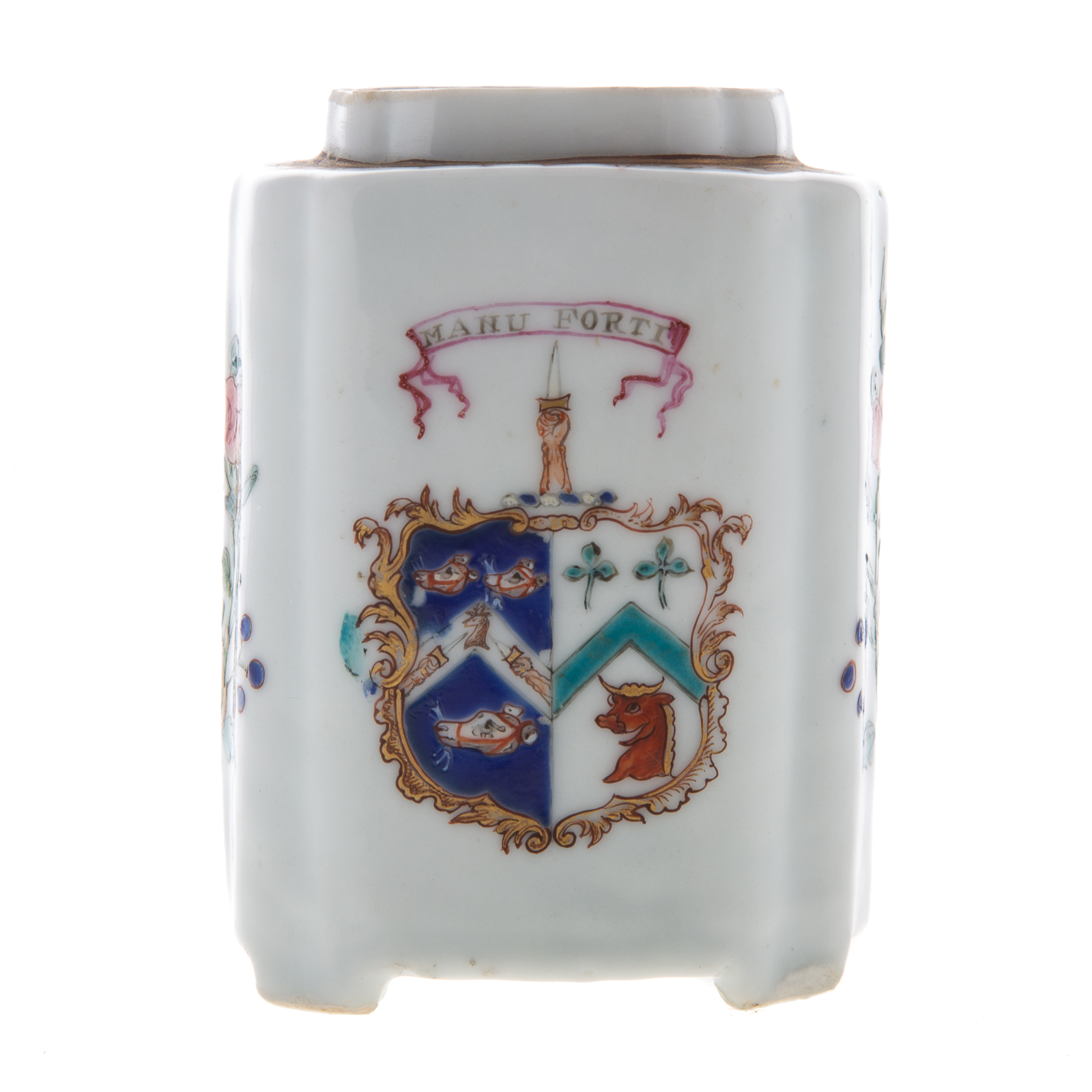 CHINESE EXPORT ARMORIAL TEA CADDY 29dd35