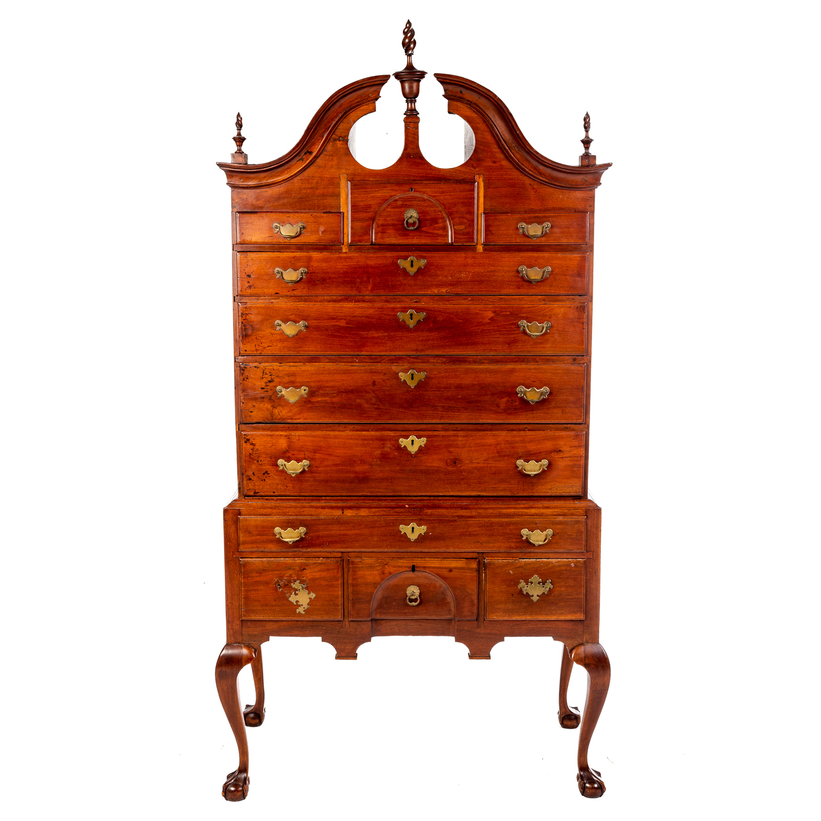 AMERICAN CHIPPENDALE WALNUT HIGHBOY 29ddbb