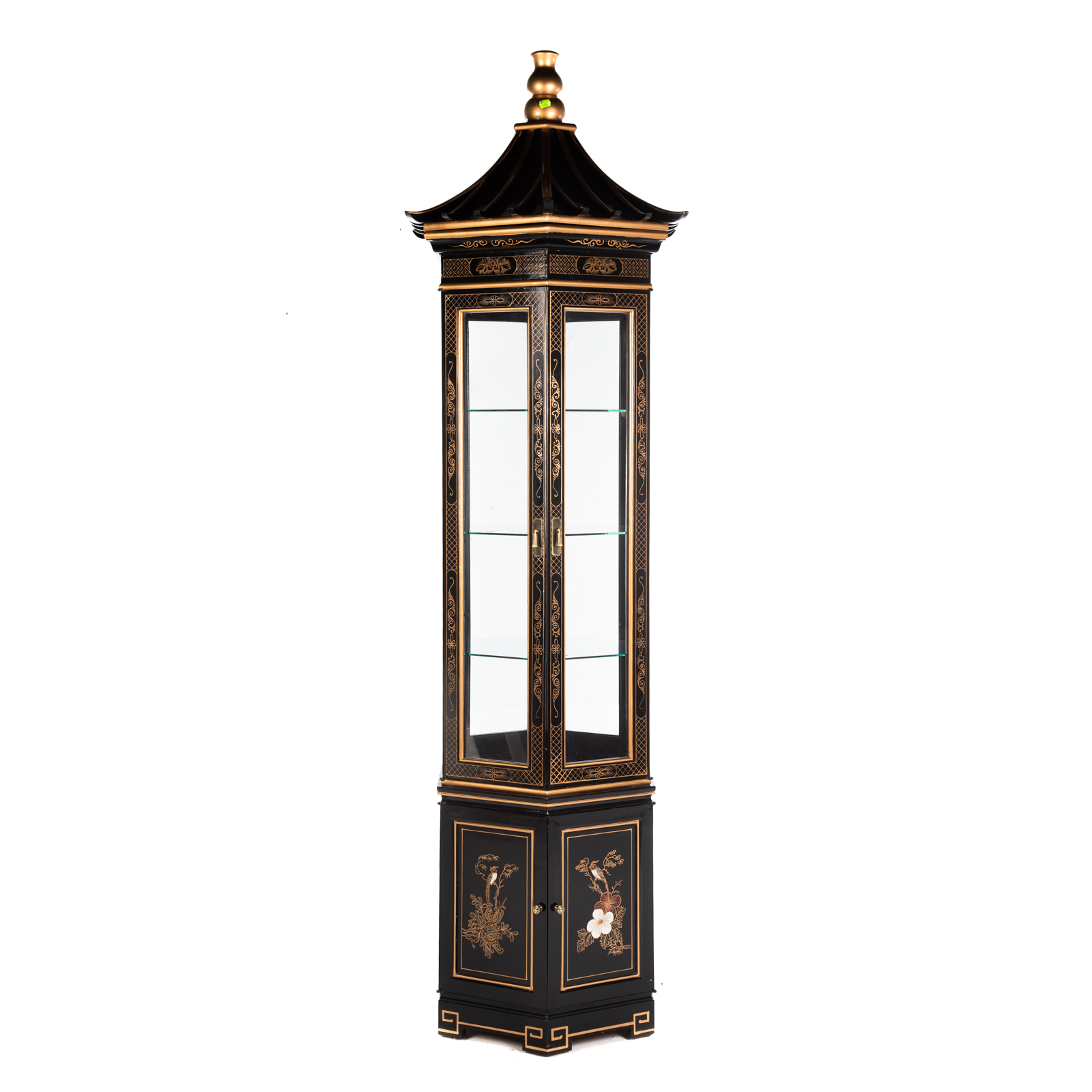 BLACK LACQUERED PAGODA STYLE CURIO 29ddd0