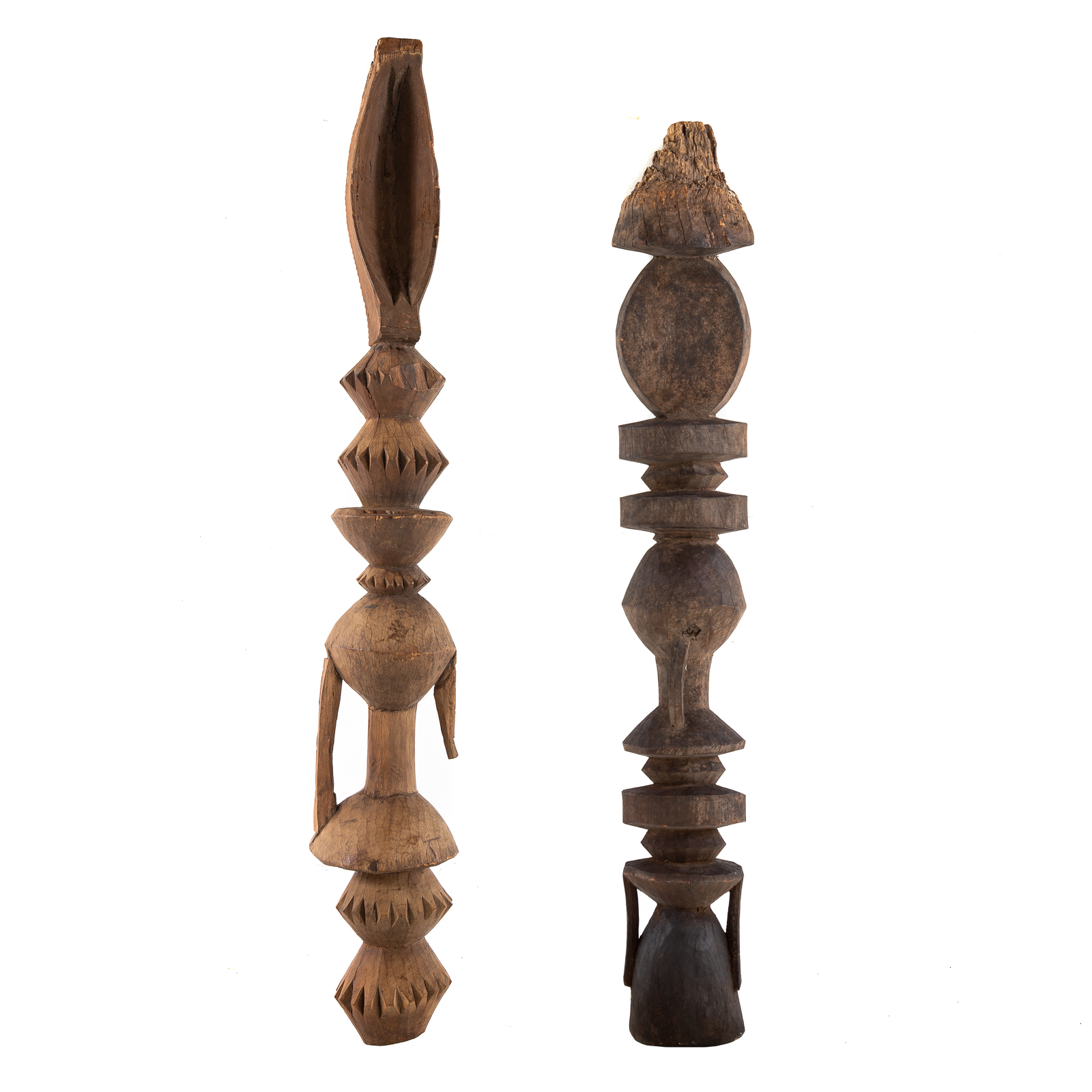 TWO CARVED NEW GUINEA STYLE BISJ