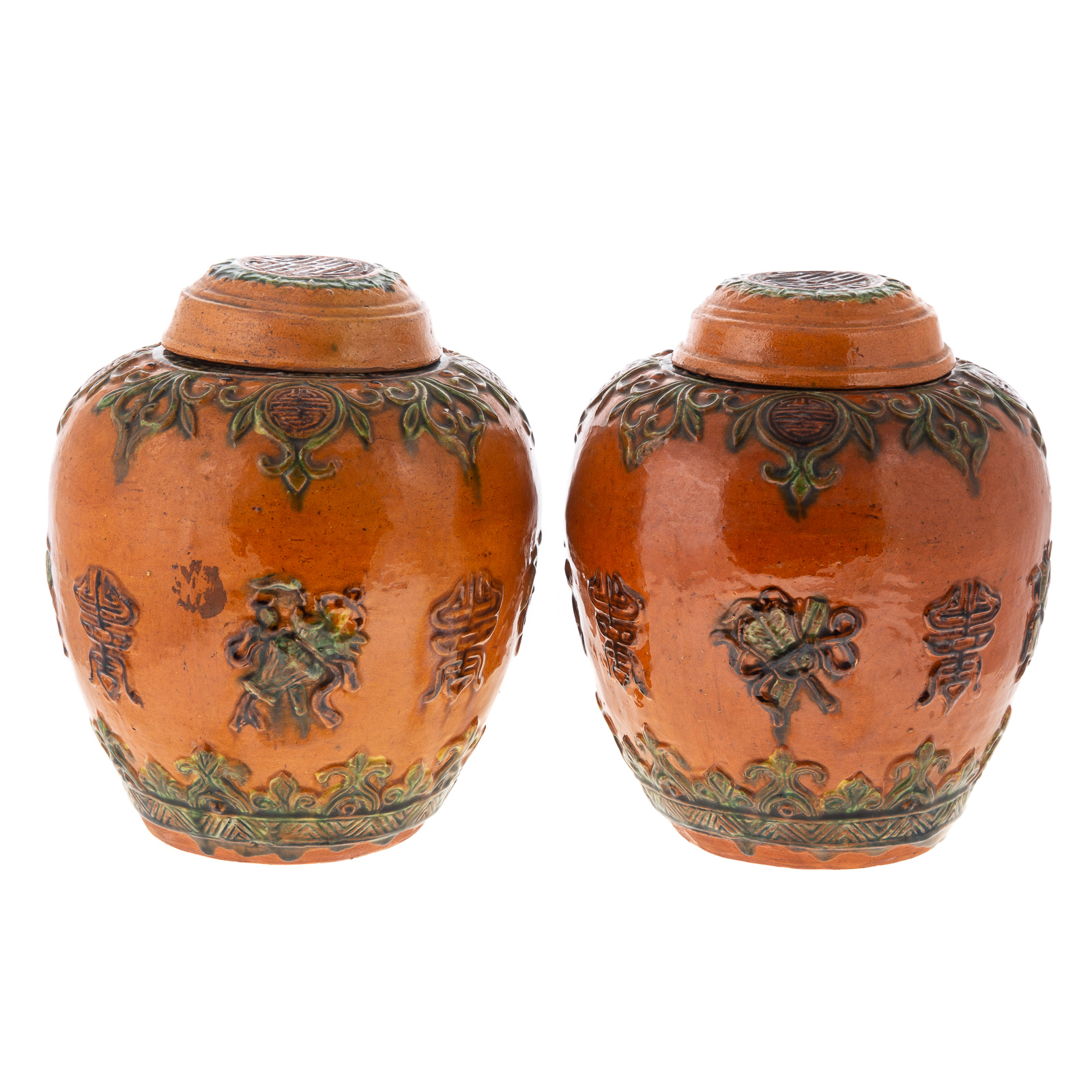 A PAIR OF CHINESE TERRACOTTA GINGER 29debe