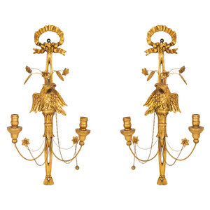 A Pair of Italian Gilt Wood Two
