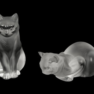 A Lalique Chat Assis Sculpture