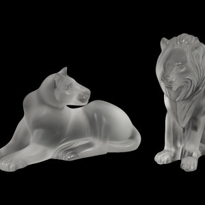 A Lalique Lion and a Lalique Lioness Second 2a0e5a