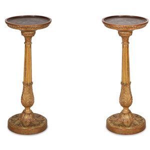 A Pair of Louis XVI Giltwood Pedestals
18th
