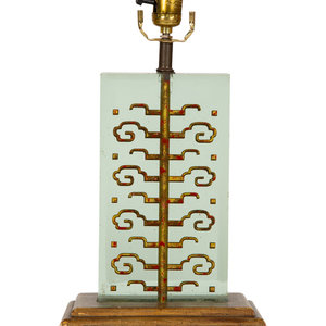 A Brass and Glass Table Lamp in