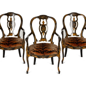 A Set of Three Victorian Ebonized