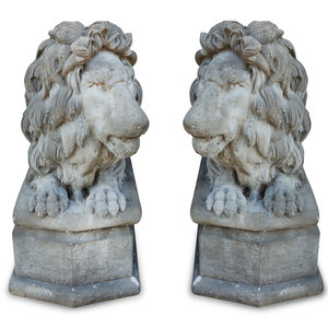 A Pair of Cast Stone Recumbent 2a0f40