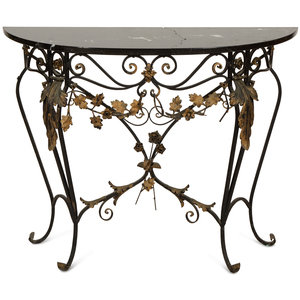 A Parcel Gilt Wrought Iron Marble-Top