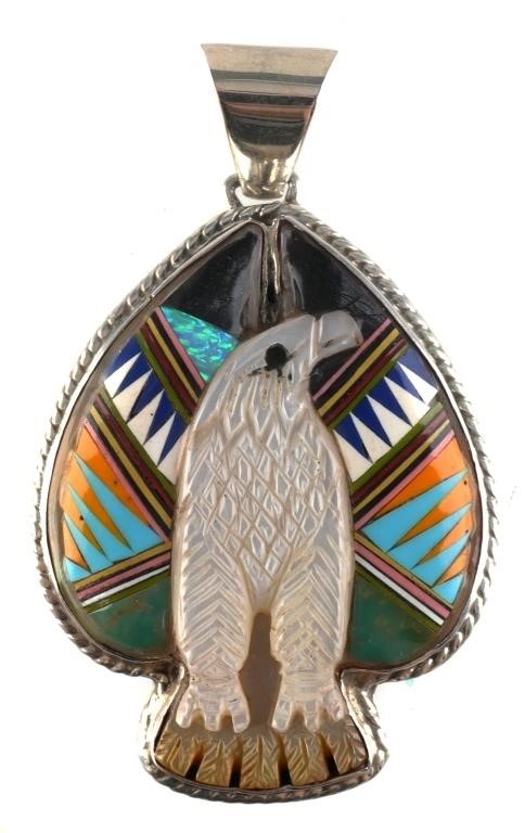 NATIVE AMER STYLE MOSAIC PENDANTSterling 2a0fe8