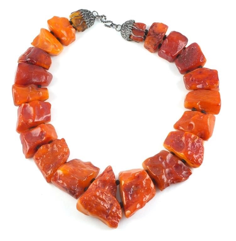 VINTAGE NATURAL RAW AMBER NECKLACERough 2a0ff1