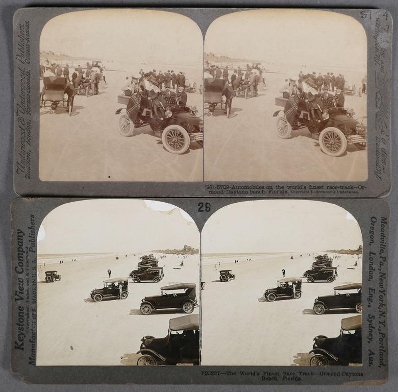 2 STEREOVIEW CARDS DAYTONA RACETRACKTwo
