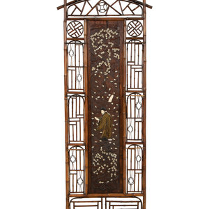 A Chinese Bamboo Screen Panel with 2a1063