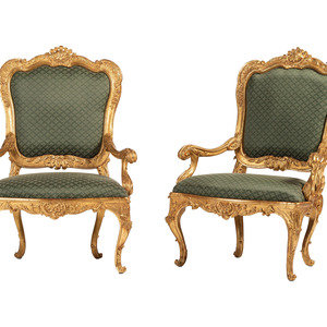 A Pair of Rococo Style Giltwood