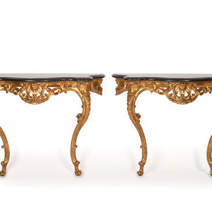 A Pair of Rococo Style Giltwood
