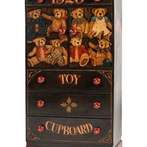 A Paint Decorated Pine Toy Cupboard 20th 2a112c