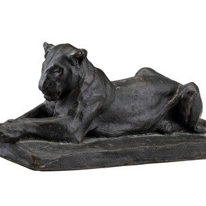 Oscar Waldmann Swiss 1856 1937 Lioness bronze signed 2a121a