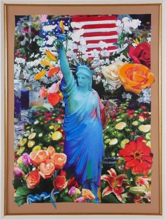 PETER MAX MIXED MEDIA STATUE OF LIBERTYMixed