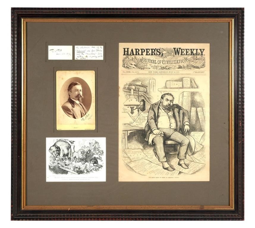 THOMAS NAST, SIGNED PHOTO PRESENTATIONFramed