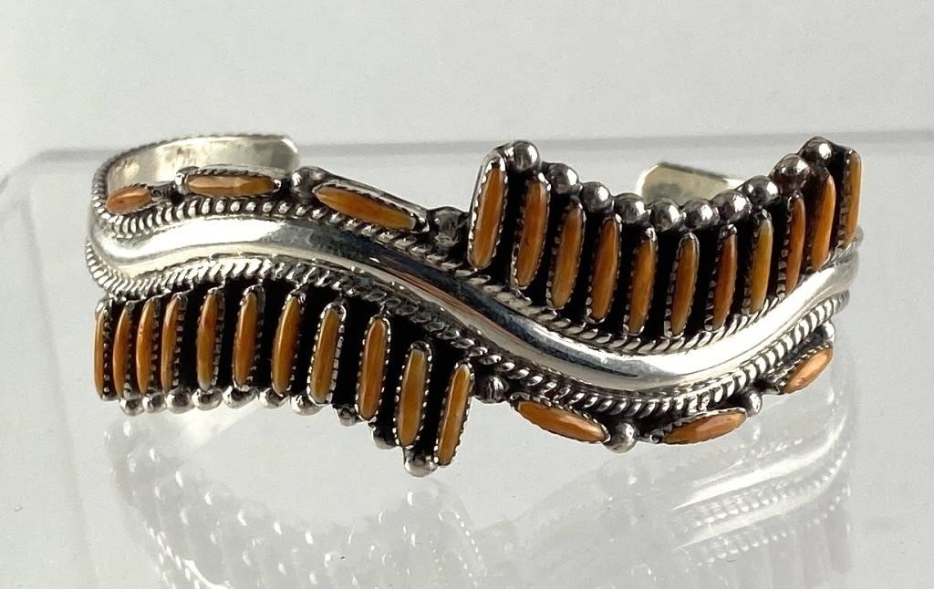 STERLING SILVER SPINY OYSTER CUFF 2a15a1