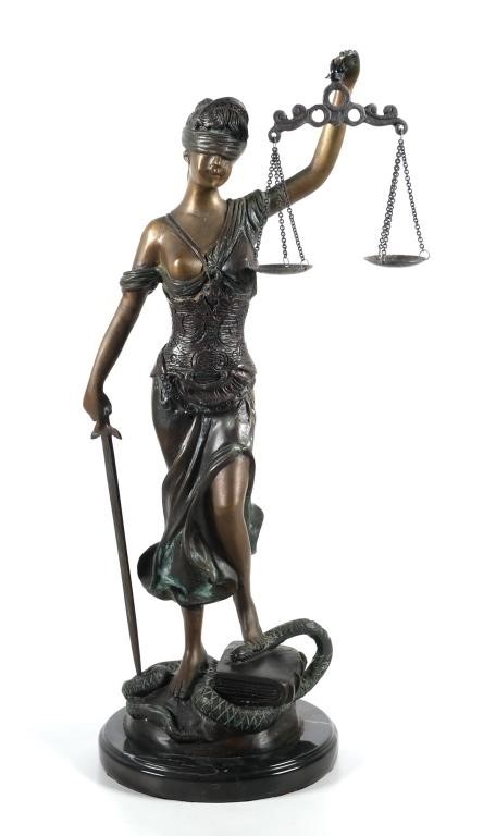 BRONZE GODDESS OF JUSTICE STATUELarge 2a1722