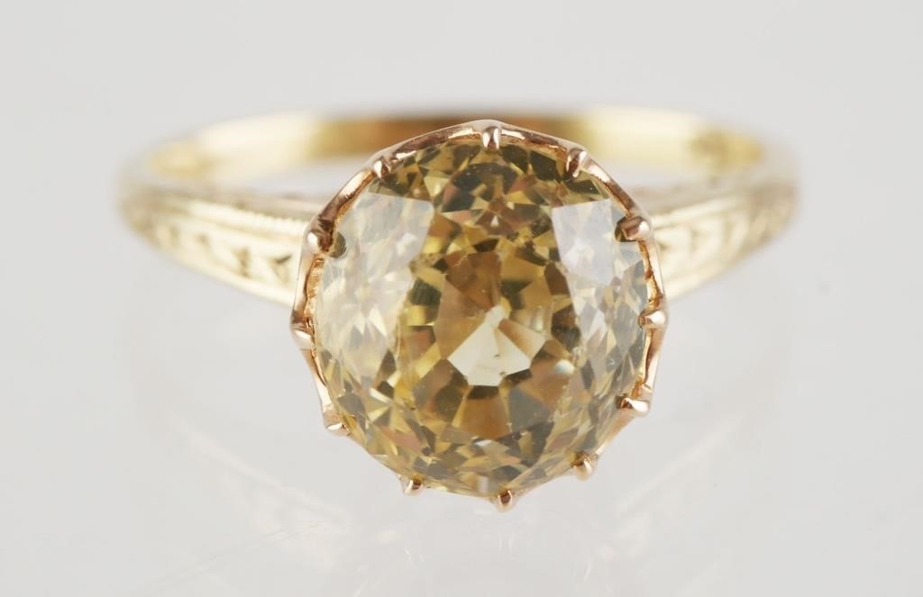 14K PALE YELLOW MINE CUT SAPPHIRE 2a1723