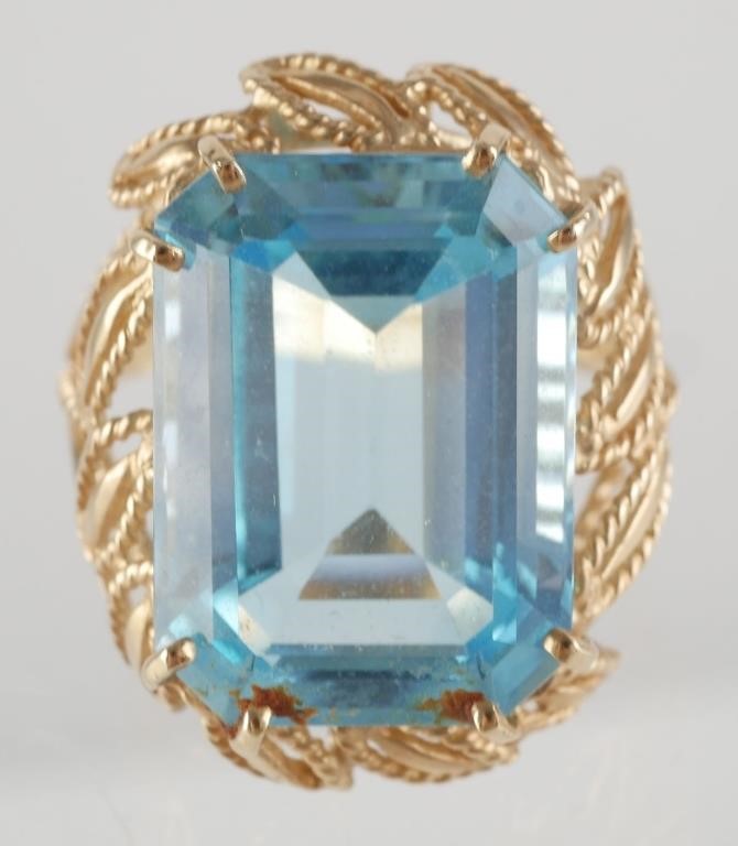 14K CLYDE DUNEIER BLUE TOPAZ RING 2a172f