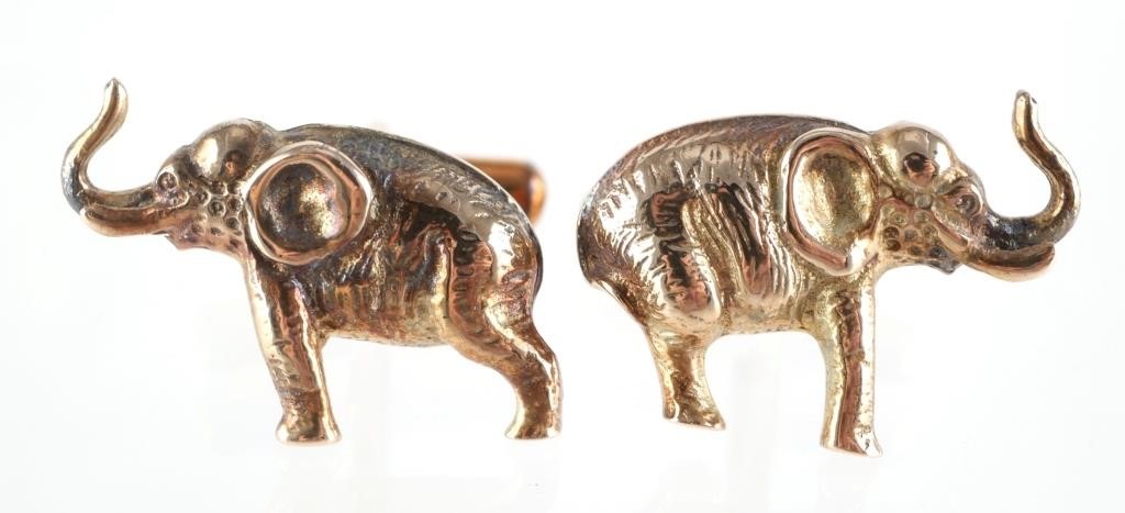 14K YELLOW GOLD ELEPHANT CUFFLINKSBeautiful