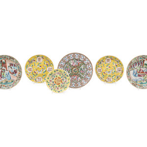 Six Chinese Famille Rose Porcelain Plates
19th