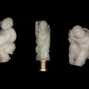 Three Chinese Jade Figures of Boys
Height