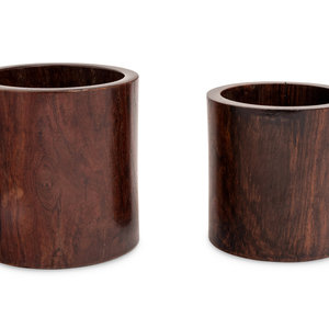 Two Chinese Hardwood Brushpots,