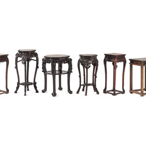 Six Chinese Hardwood Stands
comprising